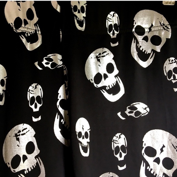 Journeys Leggings Skull Black and Metallic S - Picture 4 of 6